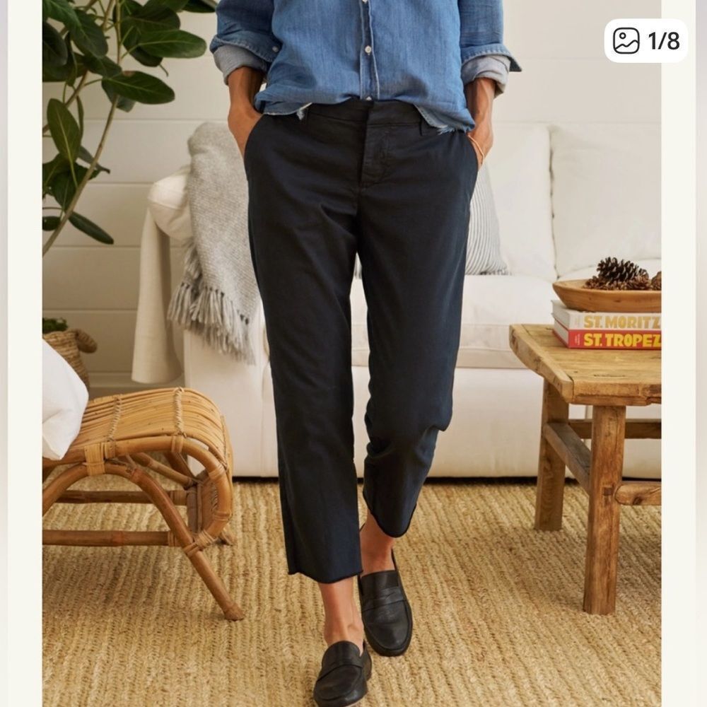 Frank & Eileen Wicklow Cropped Chino Pant Black Womens 12